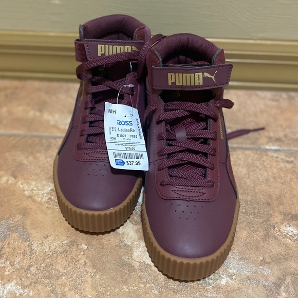 NWT Maroon Burgundy Puma High Top Sneakers - Picture 3 of 7
